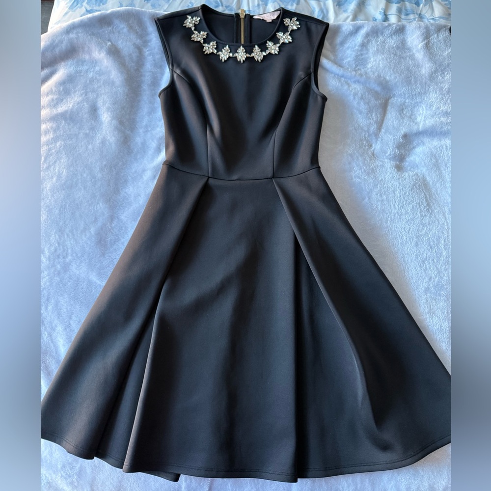 Ted Baker Dark Navy Dress with Embellished Neckline